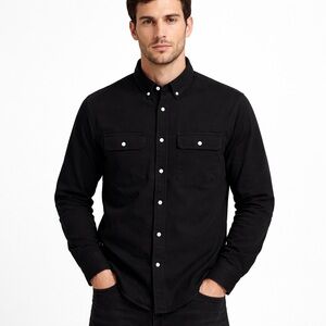 Saturdays Surf NYC Men's Black Corduroy Long Sleeve Button Down Shirt Size Large